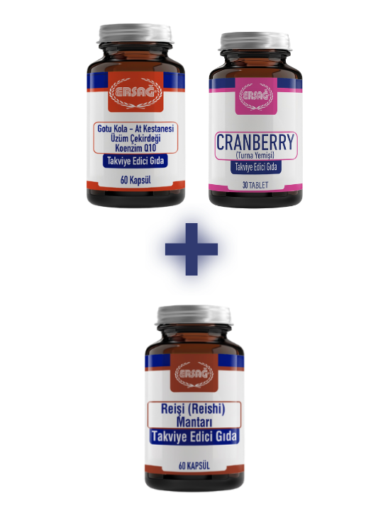 CRANBERRY (TURNA YEM) TABLET, GOTU KOLA, AT KESTANES, ZM EKRDE, KOENZM Q10 ALANA RE MANTARI HEDYE