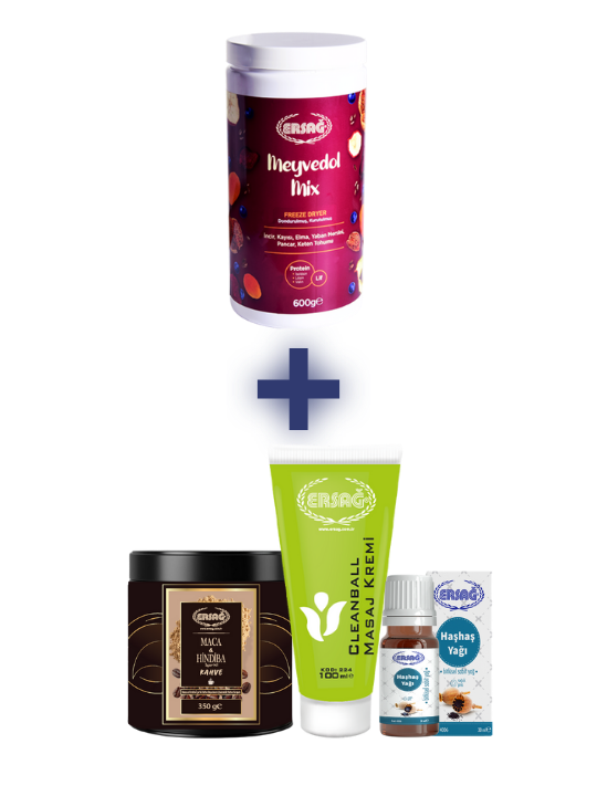 MEYVEDOL MIX SOTIB OLGANDA MACA VA HINDIBA TARKIBLI QAHVA KUKUNI 350 GR, CLEAN BALL MASAJ KREM� 100 ML VA KOKNOR� YOG� 30 ML SOVGA�GA