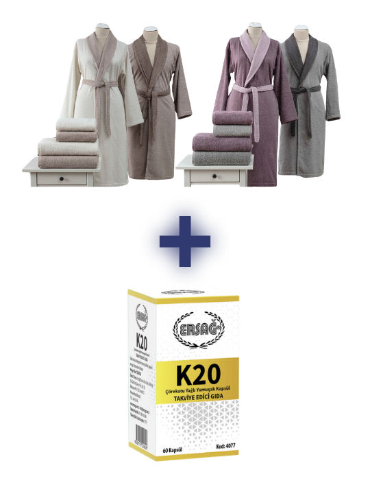 ERSA� FEL�C�TA A�LE BORNOZ SET� (EKRU- BEJ M-L / L-XL), ERSA� FEL�C�TA A�LE BORNOZ SET� (G�L KURUSU-GR� S-M / M-L) ALANA K20 TAKV�YE ED�C� GIDA HED�YE