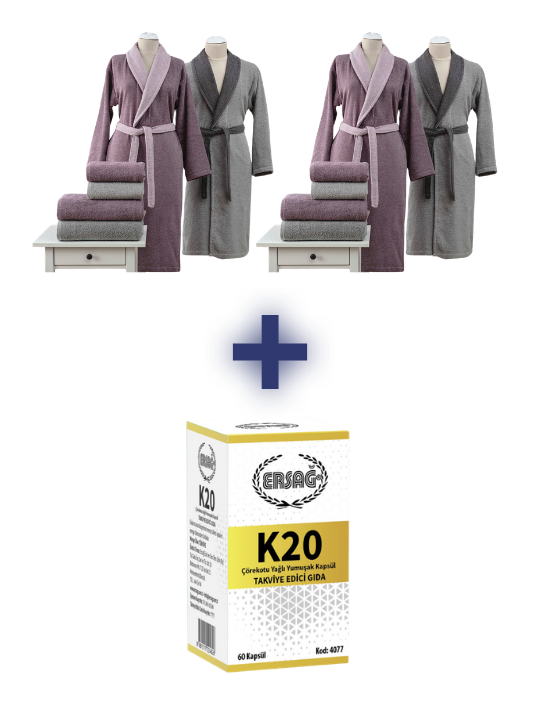 ERSA� FEL�C�TA A�LE BORNOZ SET� (G�L KURUSU-GR� S-M / M-L)  2 ALANA K20 TAKV�YE ED�C� GIDA HED�YE